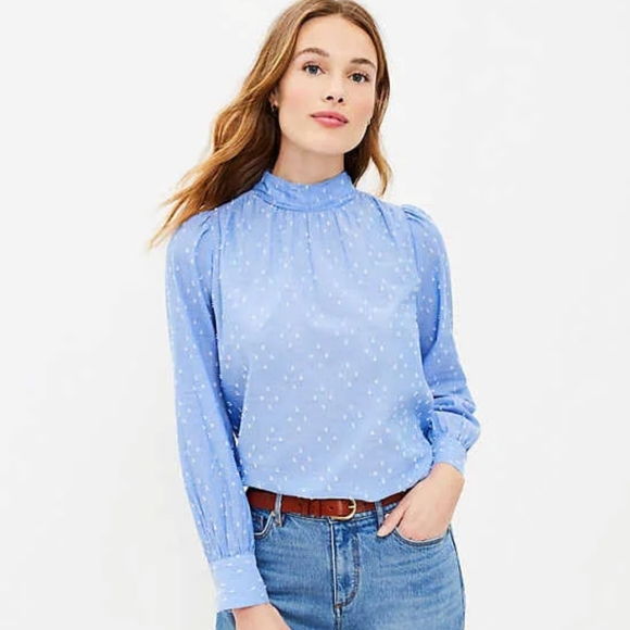 LOFT Tops - Loft Clip Mock Neck Blouse XL